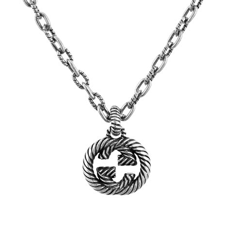 Gucci: Silver Heart Interlocking G Necklace 